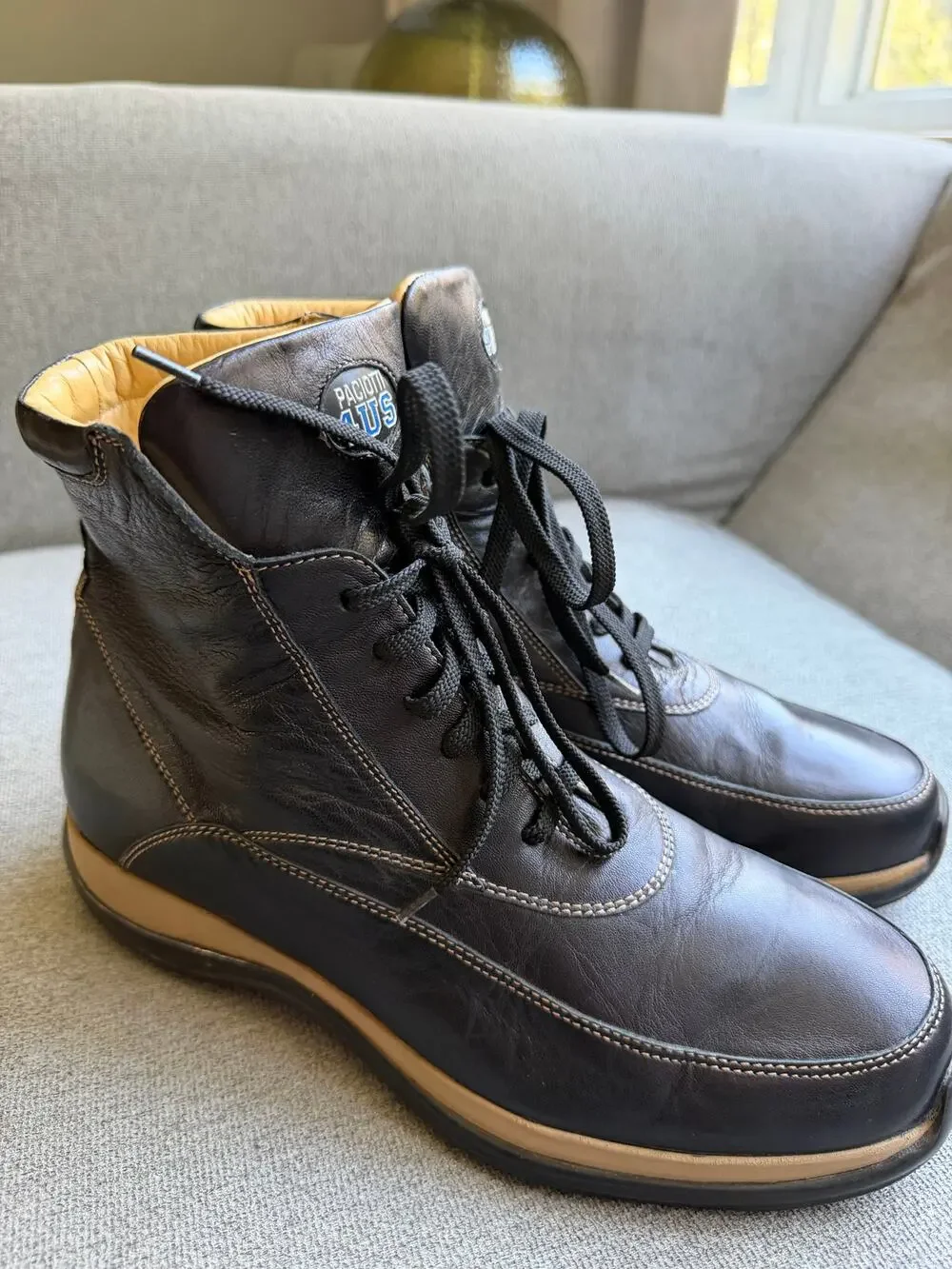 4US Cesare Paciotti 4US Black Leather High Top Sneakers Men's 39 US 7.5 - 8